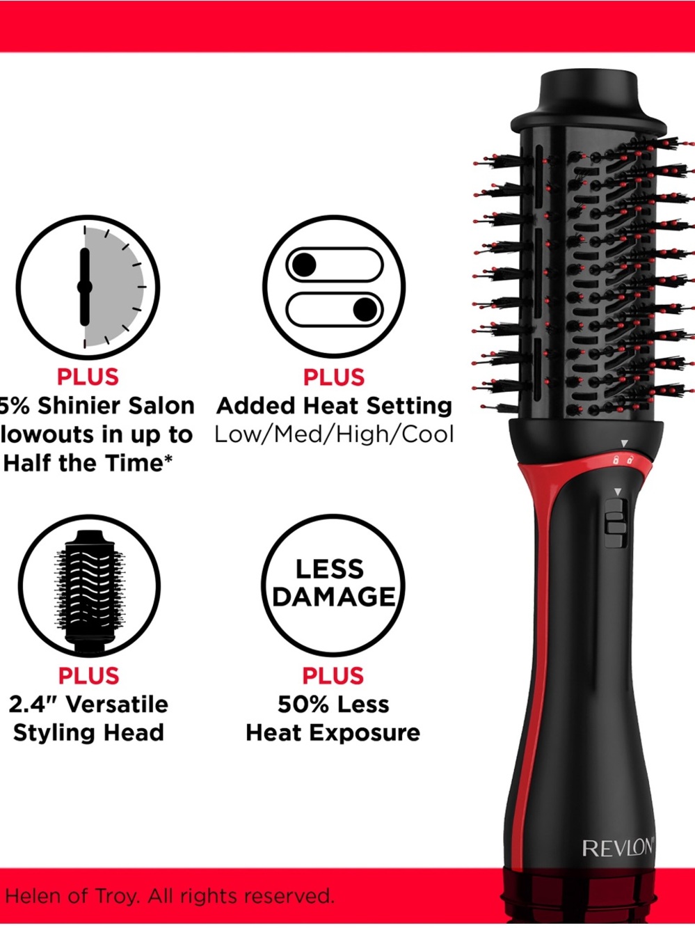 Revlon One-Step Volumizer Plus - Black & Red Hot Air Brush - Picture 6 of 12